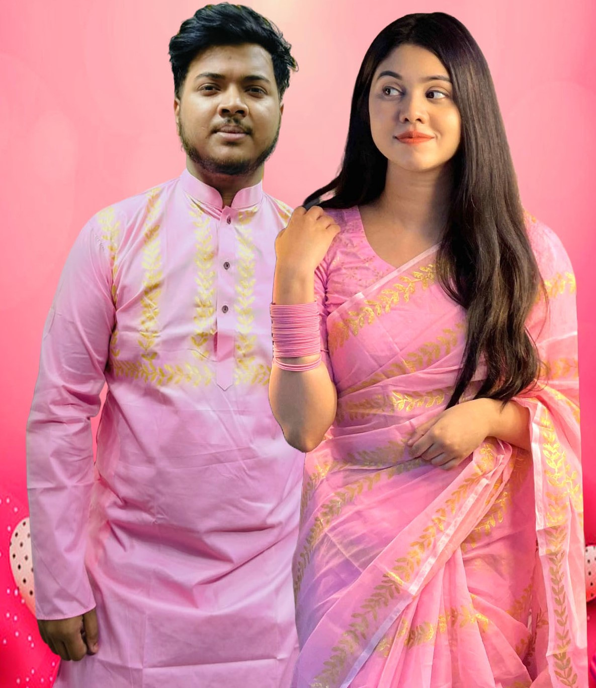 Sharee Panjabi Couple with Blouse Piece