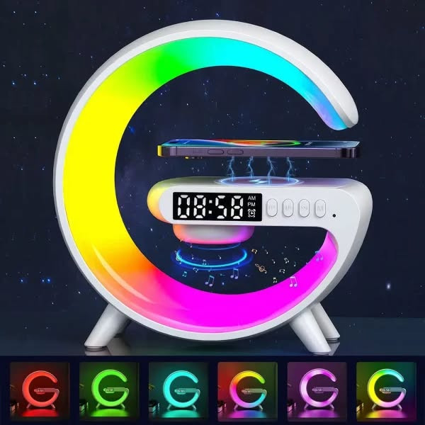 Smart G-Shape Table Lamp with Wireless Charger & Alarm Clock – G63