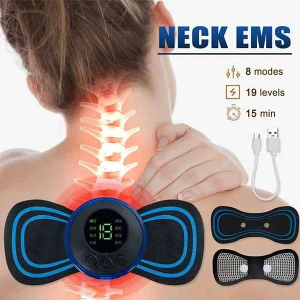 Portable Mini Electric Massager Neck Massager Sticker Cervical Massage Stimulator Pain Relief Back Meridian
